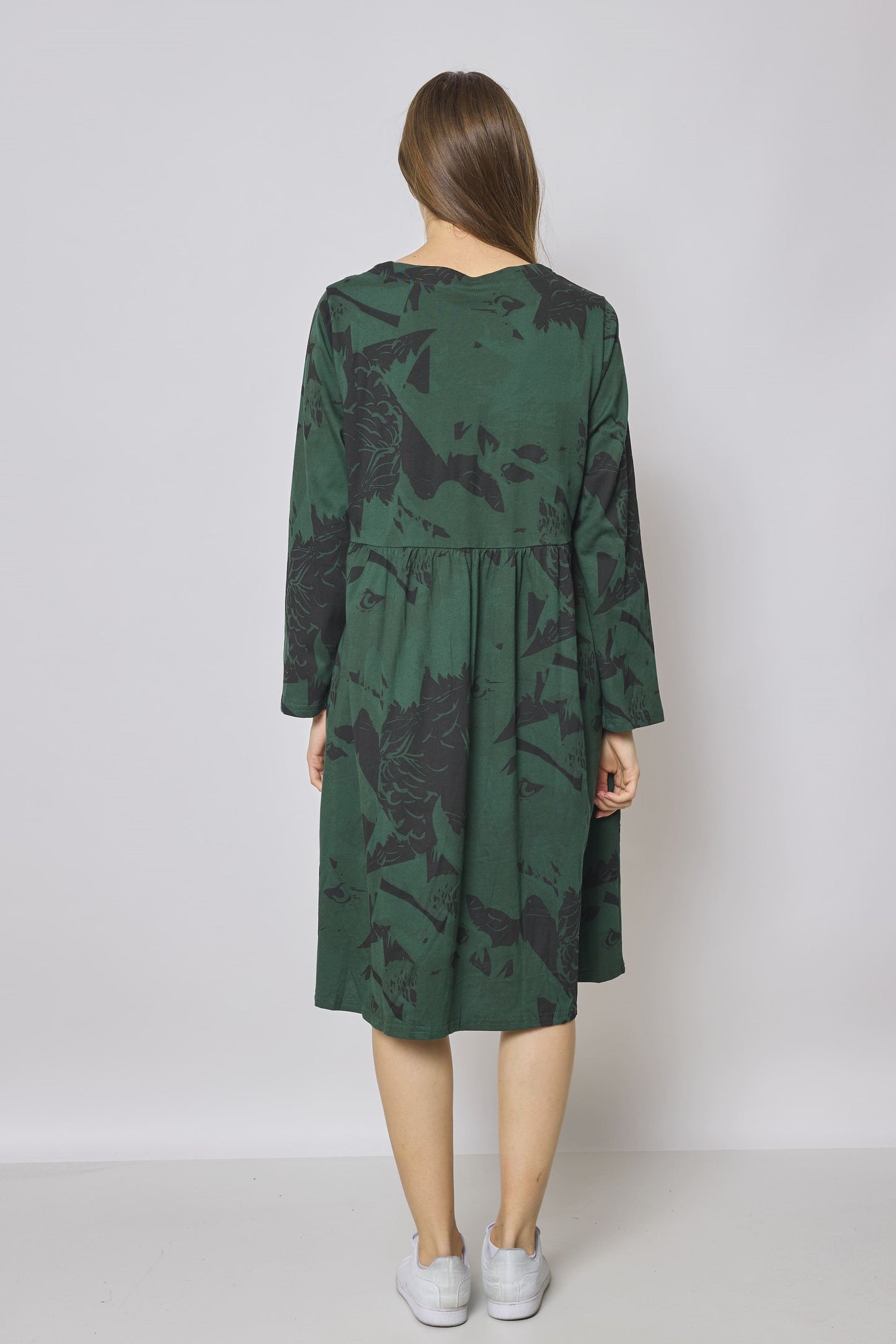 Robe mi-longue asymétrique à motifs aigle