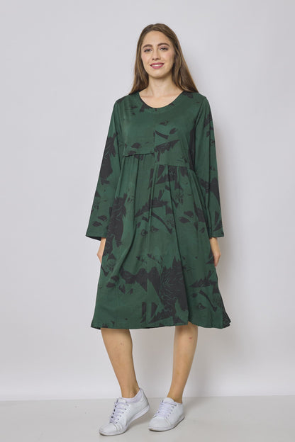 Robe mi-longue asymétrique à motifs aigle