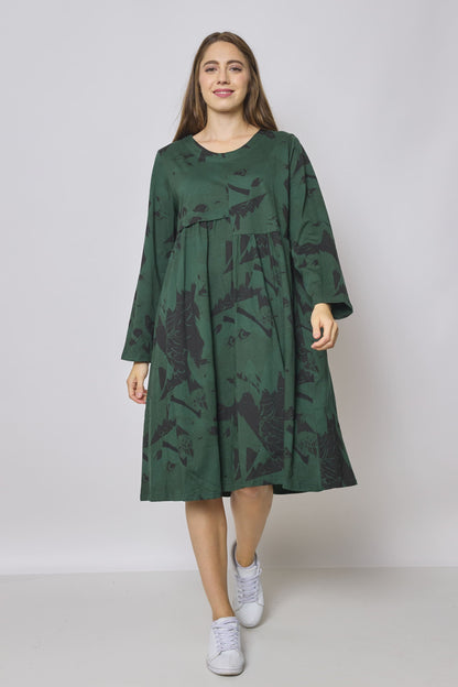 Robe mi-longue asymétrique à motifs aigle