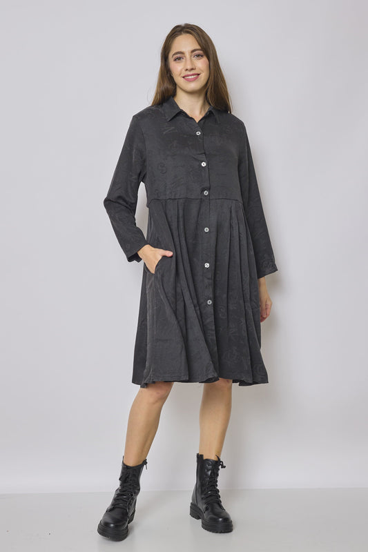 Robe chemise grise à motifs