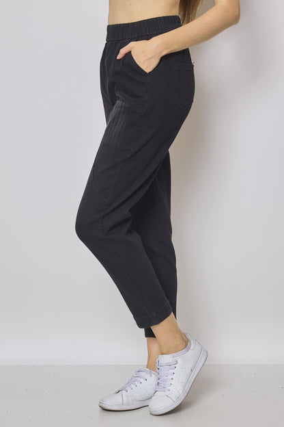 Jean noir patchwork rayures